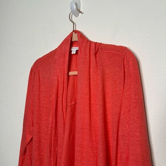 J Jill Women’s Coral Linen Open Front Cardigan Size L - Picture 2 of 15